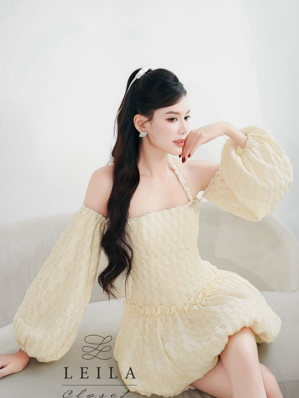 Ảnh LEILA CLOSET | Đầm thiết kế Luna tùng bí tay rời Kem/Be 2