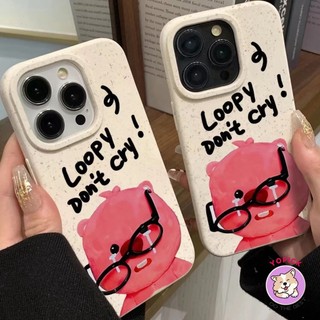Ốp lưng lúa mạch hình loopy hồng đeo kính cho iphone 6 7 8 x xr xsmax 11 12 13 14 15 Pro max Plus lm