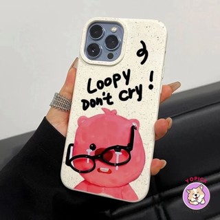 Ốp lưng lúa mạch hình loopy hồng đeo kính cho iphone 6 7 8 x xr xsmax 11 12 13 14 15 Pro max Plus lm