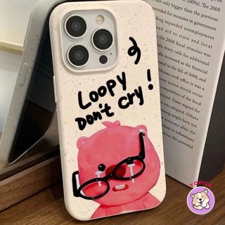 Ốp lưng lúa mạch hình loopy hồng đeo kính cho iphone 6 7 8 x xr xsmax 11 12 13 14 15 Pro max Plus lm