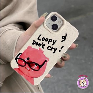 Ốp lưng lúa mạch hình loopy hồng đeo kính cho iphone 6 7 8 x xr xsmax 11 12 13 14 15 Pro max Plus lm