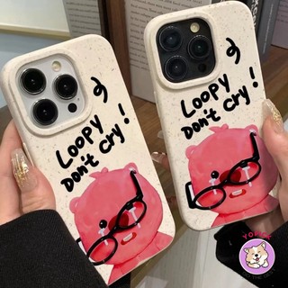 Ốp lưng lúa mạch hình loopy hồng đeo kính cho iphone 6 7 8 x xr xsmax 11 12 13 14 15 Pro max Plus lm