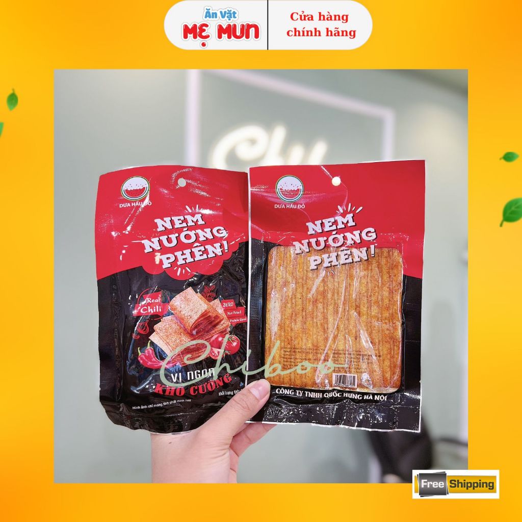 Snack Nem Nướng Phên Dưa Hấu Đỏ làm từ bột mì - Đồ Ăn vặt Cổng Trường