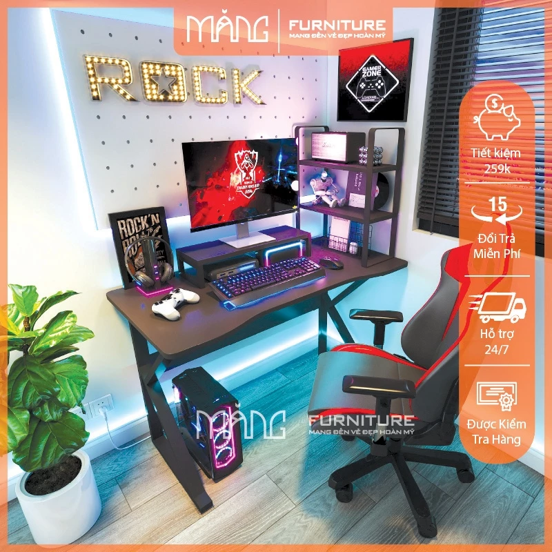 Bàn Gaming, Bàn Học Chân K, để học tập và làm việc cho học sinh, sinh viên, chân sắt giá rẻ mẫu BLVK