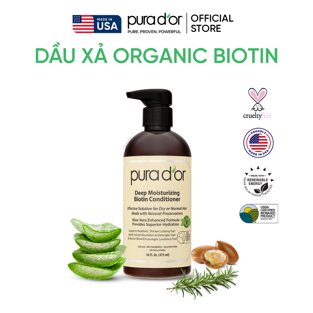 Ảnh Dầu xả hữu cơ phục hồi và dưỡng ẩm chuyên sâu Biotin Deep Moisturizing Conditioner 236-473ml Oraganic 1