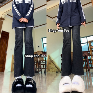 Quần jeans ống đứng nữ màu khói tua ống , quần đi học Yến Tee #0216
