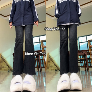 Quần jeans ống đứng nữ màu khói tua ống , quần đi học Yến Tee #0216
