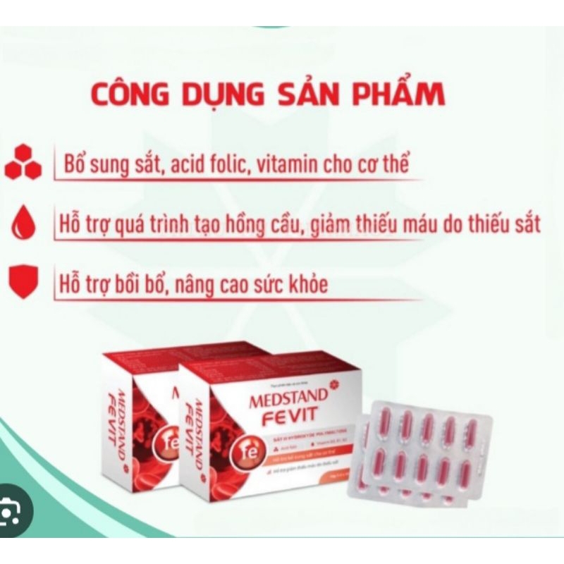 VIÊN UỐNG BỔ SUNG SẮT MEDSTAND FEVIT HỘP 3 VỈ ×10 VIÊN. | Shopee Việt Nam
