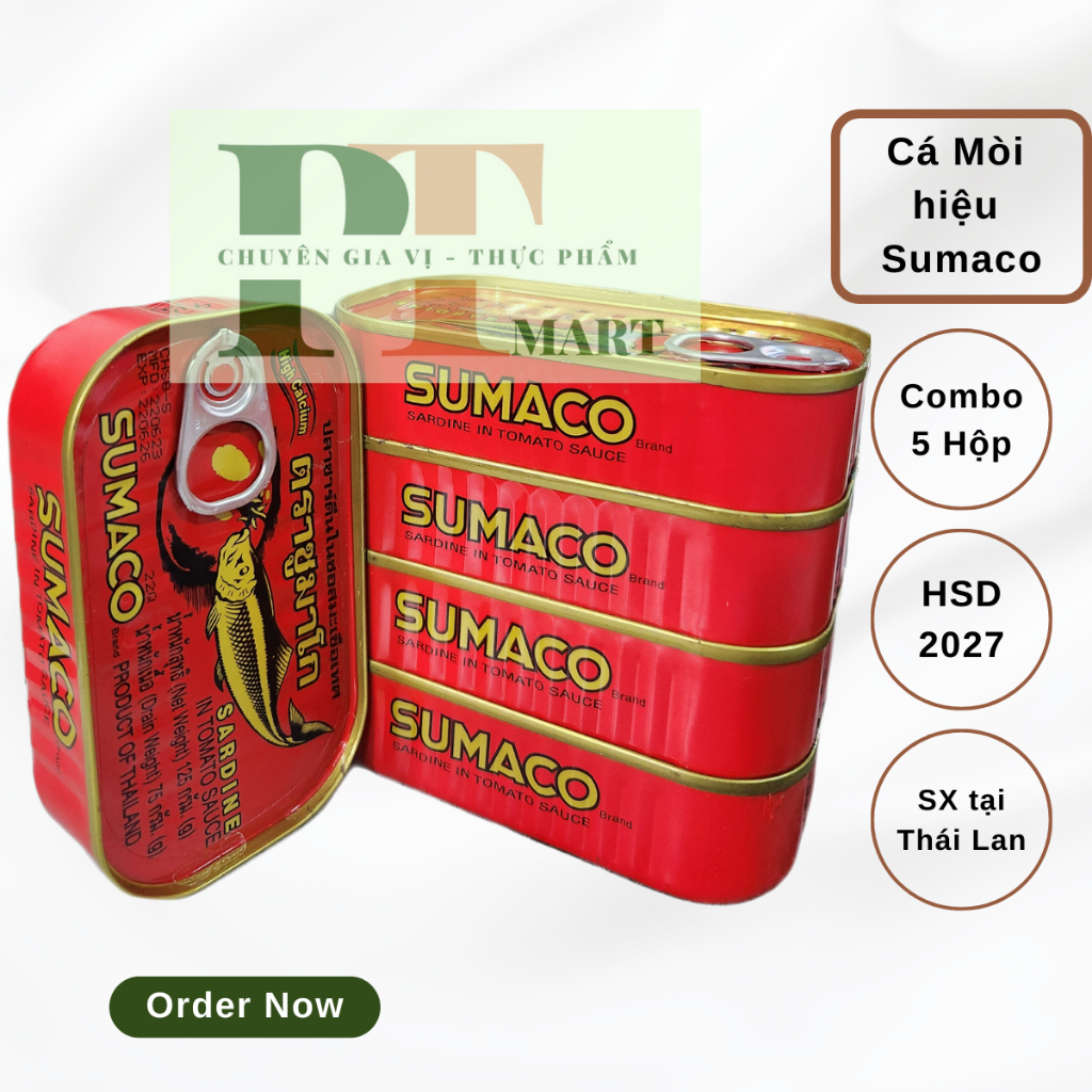 HSD.2027 Combo 5 hộp Cá Mòi Sumaco Thái Lan 125gr. Sardine in tomato ...