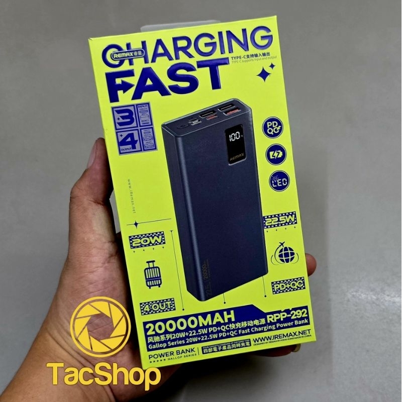 Pin sạc dự phòng Remax RPP-292 dung lượng 20000mAh hỗ trợ sạc nhanh 22 ...
