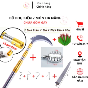 Bộ Phụ Kiện 7 Món Vợt Hái Trái Cây,Cắt Cành Cắt Cỏ,Treo Lồng, Bắt cá, Phơi Đồ, Quét Mạng Nhện (CHƯA GẬY)