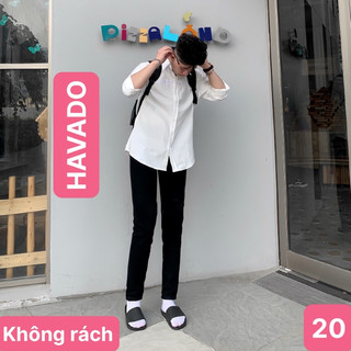 TOP BÁN CHẠY - Quần jean nam đen trơn không rách gối co dãn 4 chiều form skinny HAVADO M20 đẹp