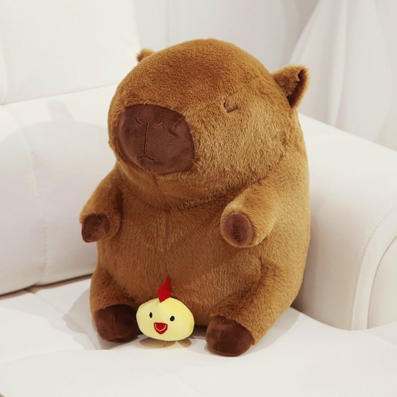 Capybara Con Gà Gấu Bông Capybara Gà Con Vui Nhộn Capybara Kéo Gà Motor Rút Rung Cao Cấp Chất Liệu Vải Lông Thú Mềm Mại