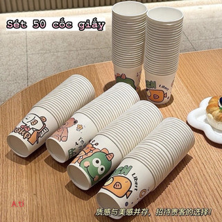 cốc giấy chịu nhiệt cao dùng 1 lần mix mẫu siêu xinh