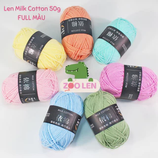 [Hình thật] Len Milk Cotton, Len Milk Mác Đen Cuộn 50gr (Full Màu 01 - 86)-Phụ kiện handmade ZOOLEN