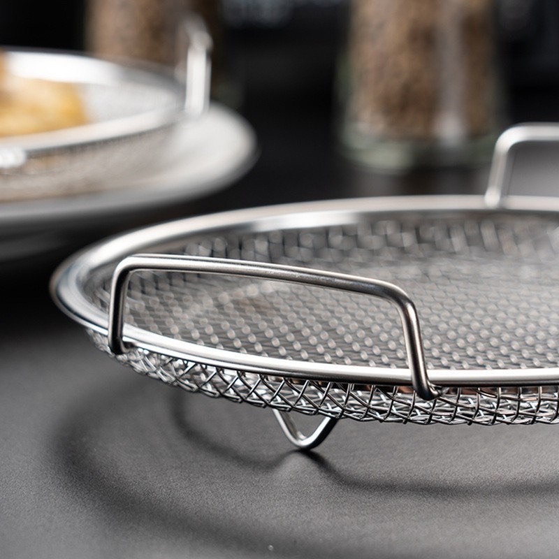 Ray lọc dầu có 2 quai cầm bằng inox 304 kích thước (18cm,20cm,22cm) - Rổ lưới CHERRY đựng thực phẩm có quai cầm