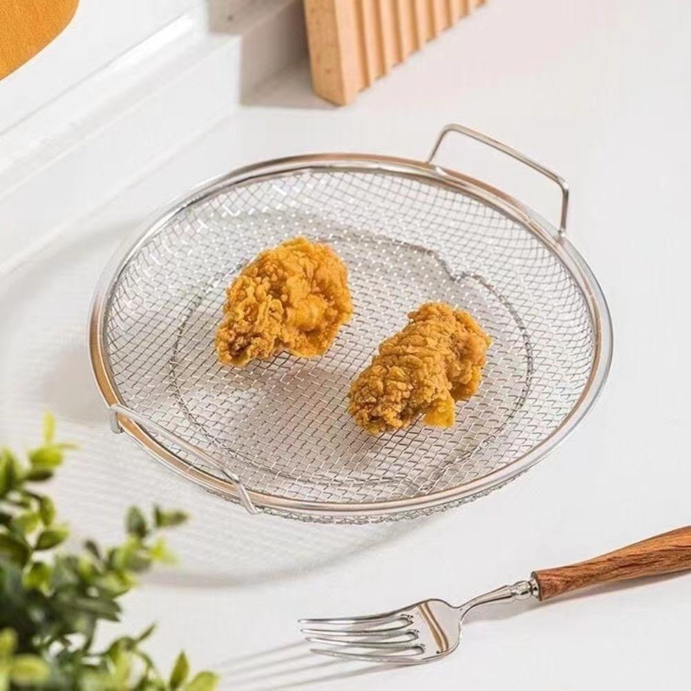 Ray lọc dầu có 2 quai cầm bằng inox 304 kích thước (18cm,20cm,22cm) - Rổ lưới CHERRY đựng thực phẩm có quai cầm