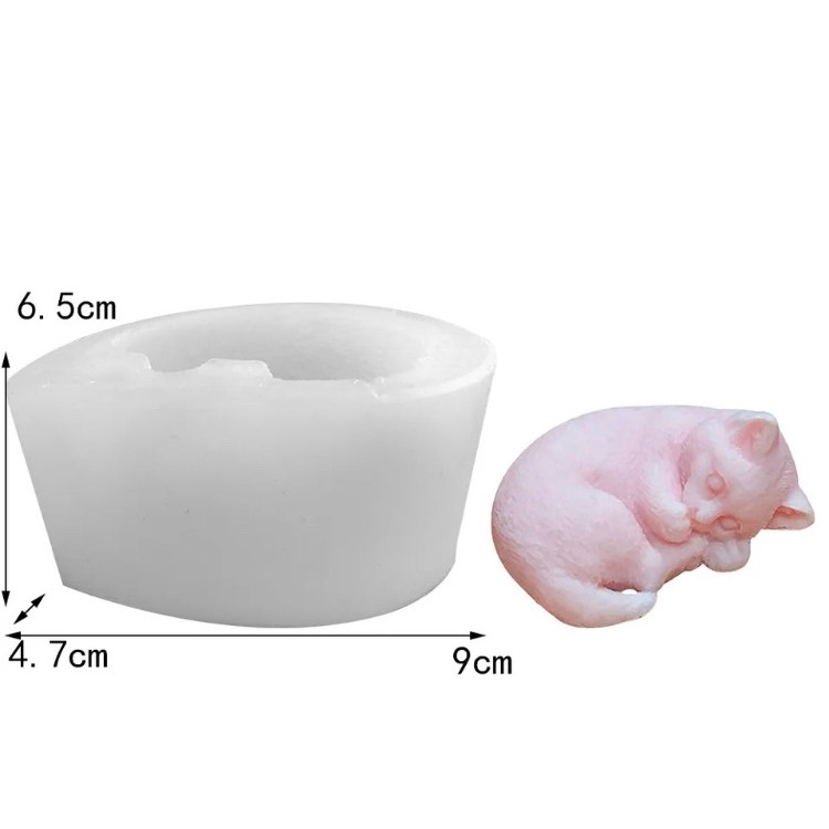 Khuôn silicon mèo nằm mẫu 2