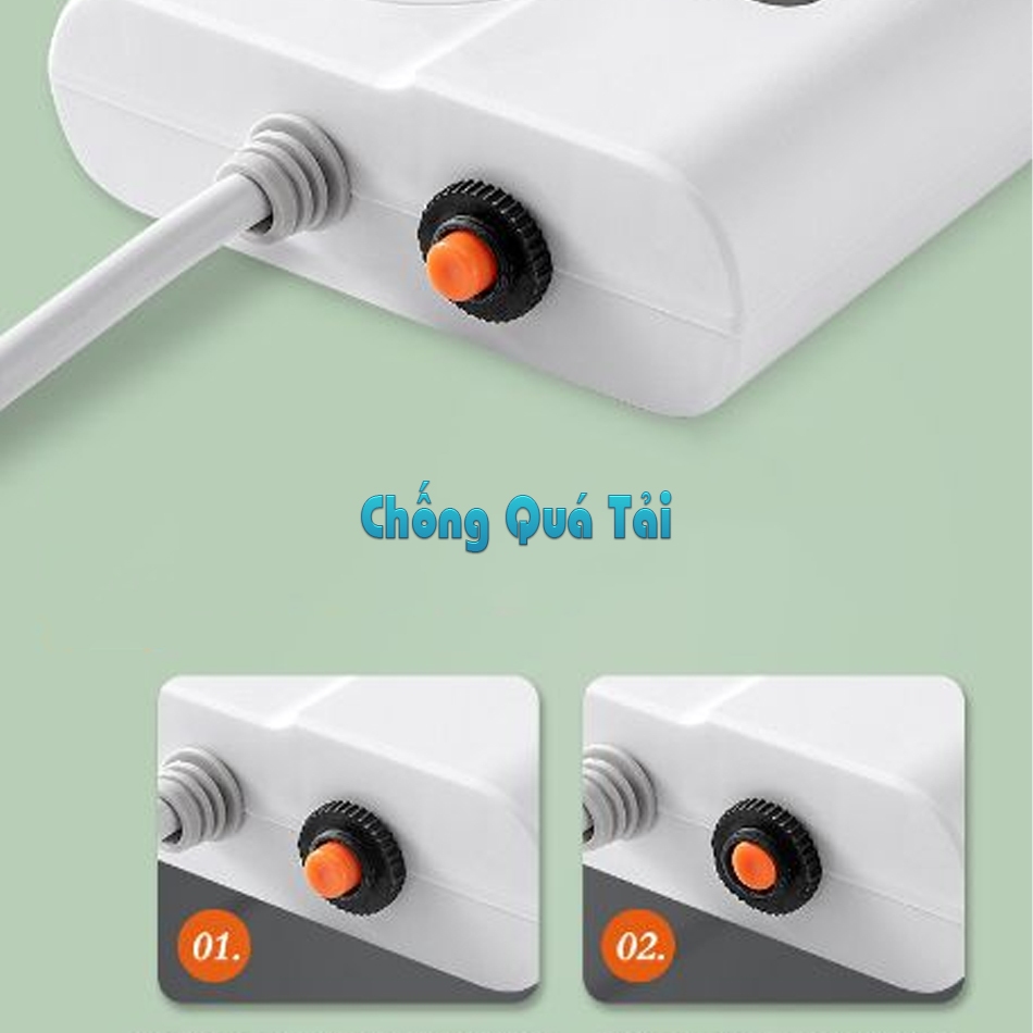 Ảnh Ổ cắm điện Sipanic 6 cổng USB Sạc nhanh Chịu tải 2500w dây dài 2m2 chống quá tải, chống giật 3