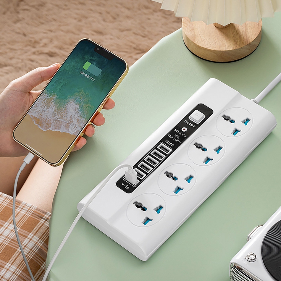 Ảnh Ổ cắm điện Sipanic 6 cổng USB Sạc nhanh Chịu tải 2500w dây dài 2m2 chống quá tải, chống giật 2