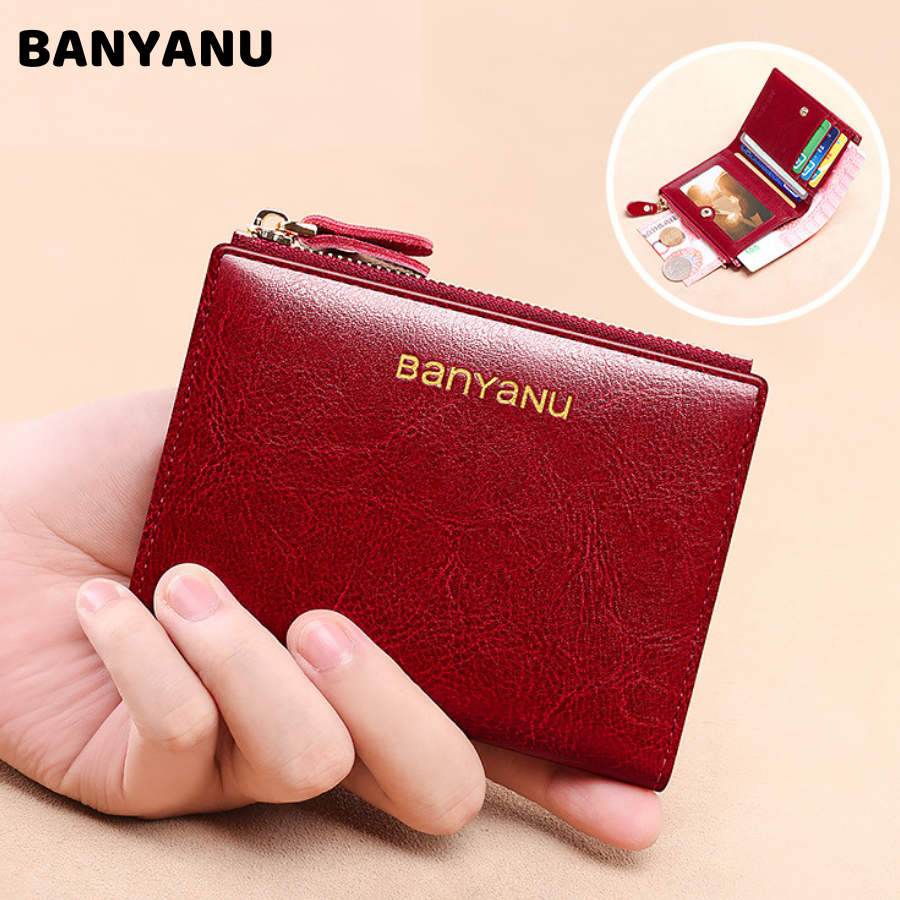 Ví Nữ Ngắn Mini Ví Đựng Tiên Bóp Nữ Da Bò Chính Hãng BANYANU Cao Cấp Mẫu BCV-VN14 Đủ Màu Có Hộp Làm Quà Tặng Sang Trọng