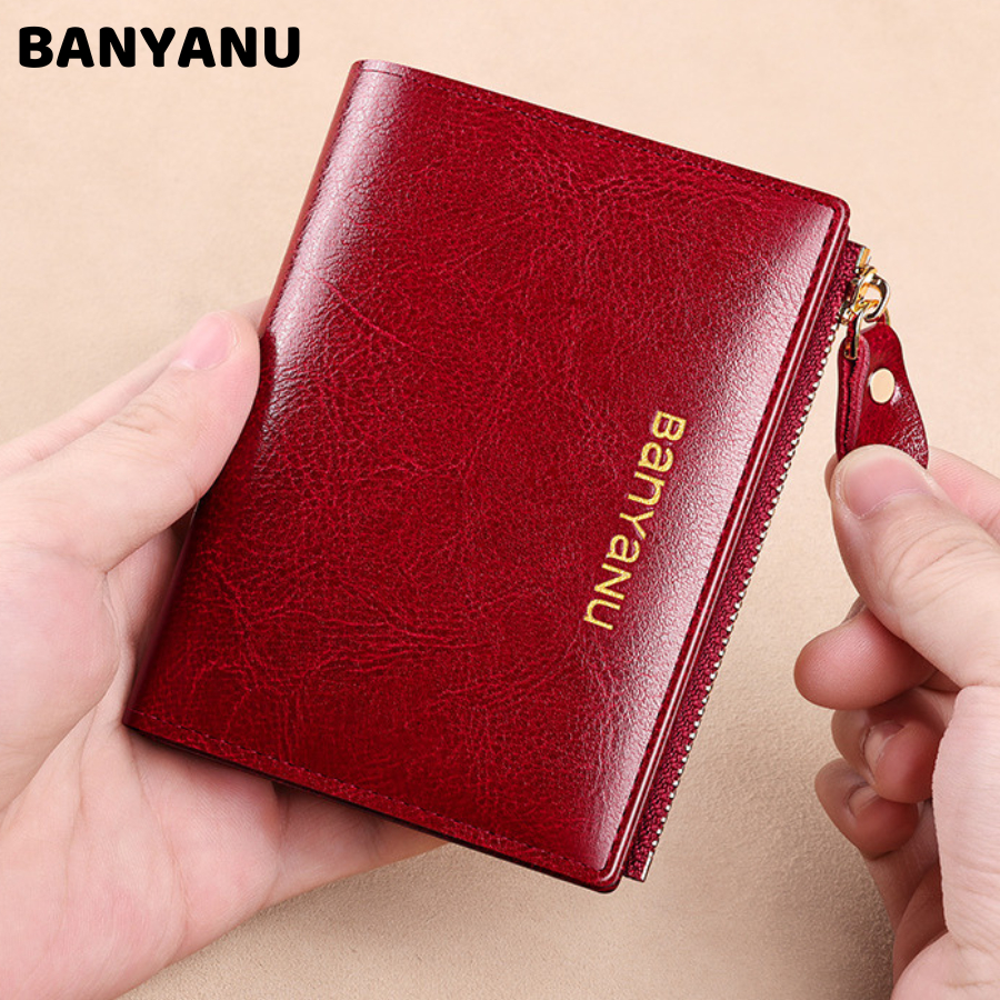 Ví Nữ Ngắn Mini Ví Đựng Tiên Bóp Nữ Da Bò Chính Hãng BANYANU Cao Cấp Mẫu BCV-VN14 Đủ Màu Có Hộp Làm Quà Tặng Sang Trọng