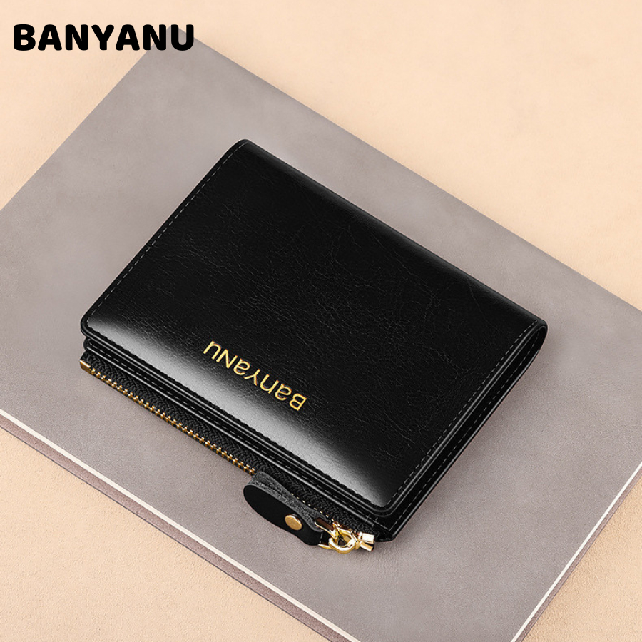 Ví Nữ Ngắn Mini Ví Đựng Tiên Bóp Nữ Da Bò Chính Hãng BANYANU Cao Cấp Mẫu BCV-VN14 Đủ Màu Có Hộp Làm Quà Tặng Sang Trọng