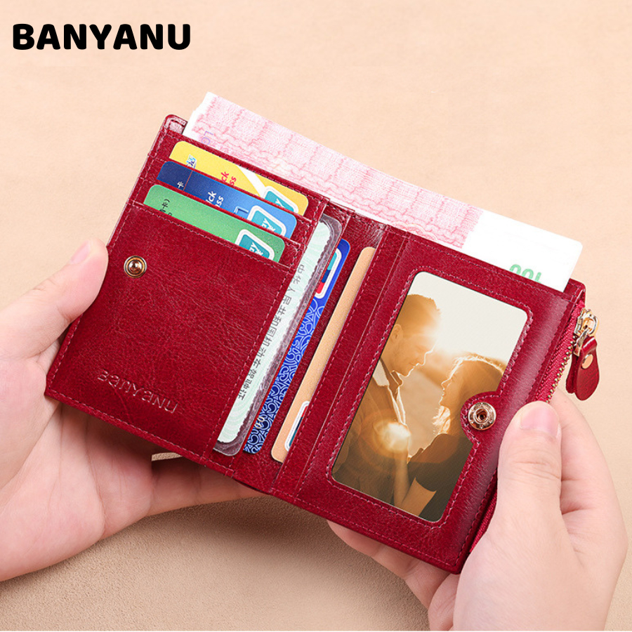 Ví Nữ Ngắn Mini Ví Đựng Tiên Bóp Nữ Da Bò Chính Hãng BANYANU Cao Cấp Mẫu BCV-VN14 Đủ Màu Có Hộp Làm Quà Tặng Sang Trọng