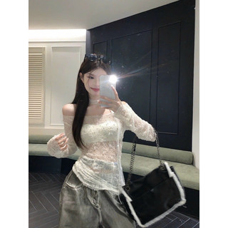 Áo thun giấy mỏng dài tay sexy đính đá siêu sang chảnh, không kèm áo trong AT45
