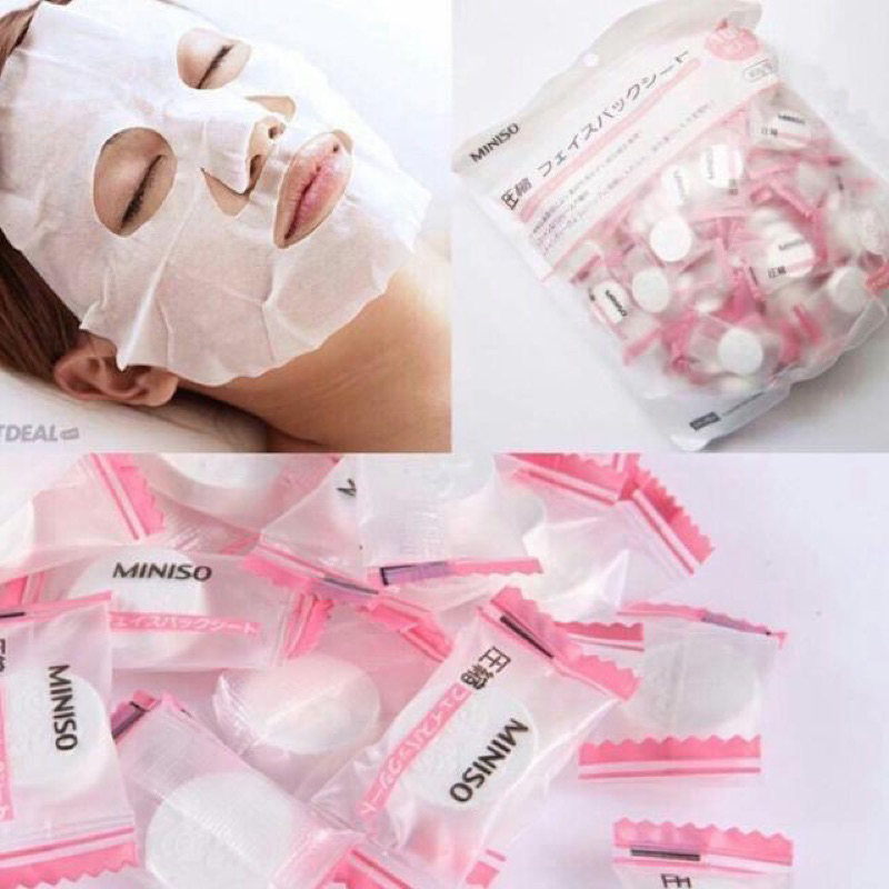Combo 20-50-100 viên Mặt Nạ Giấy Nén Miniso hình viên kẹo mặt nạ nén IS147