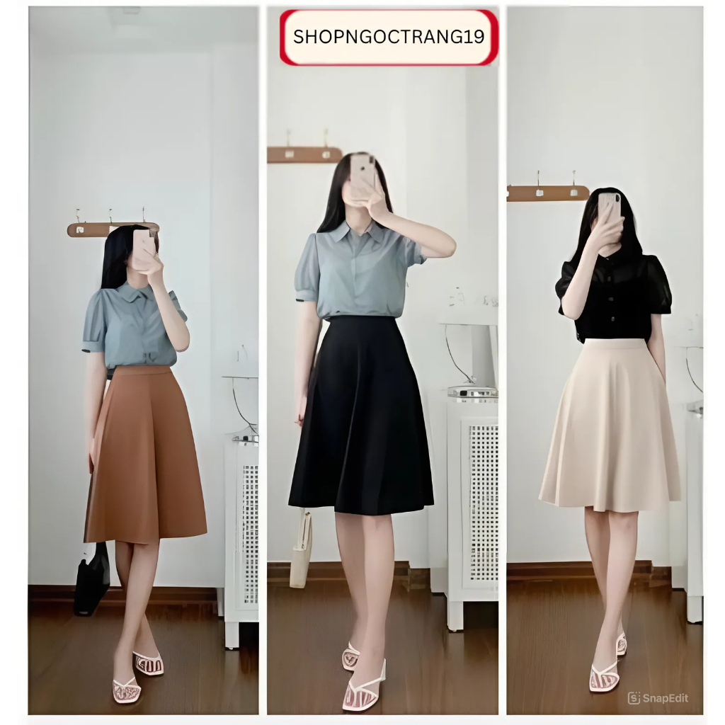 Chân Váy Xòe Ngắn Đến Gối 60cm, Chất Vitex Cao Cấp_Thời Trang Công Sở Nữ_CV84T