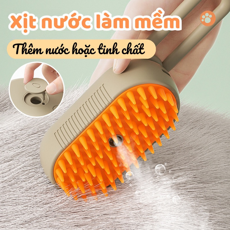 Lược Chải Lông Cho Chó Mèo Phun Hơi Nước và Massage ( có kèm dây sạc )