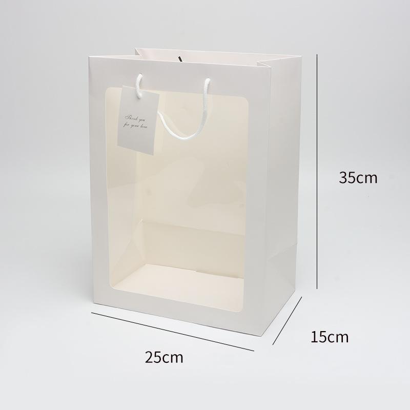 Túi giấy mặt kính đựng hoa quà tặng túi quà, phụ kiện hoa [Size 15x25x35]