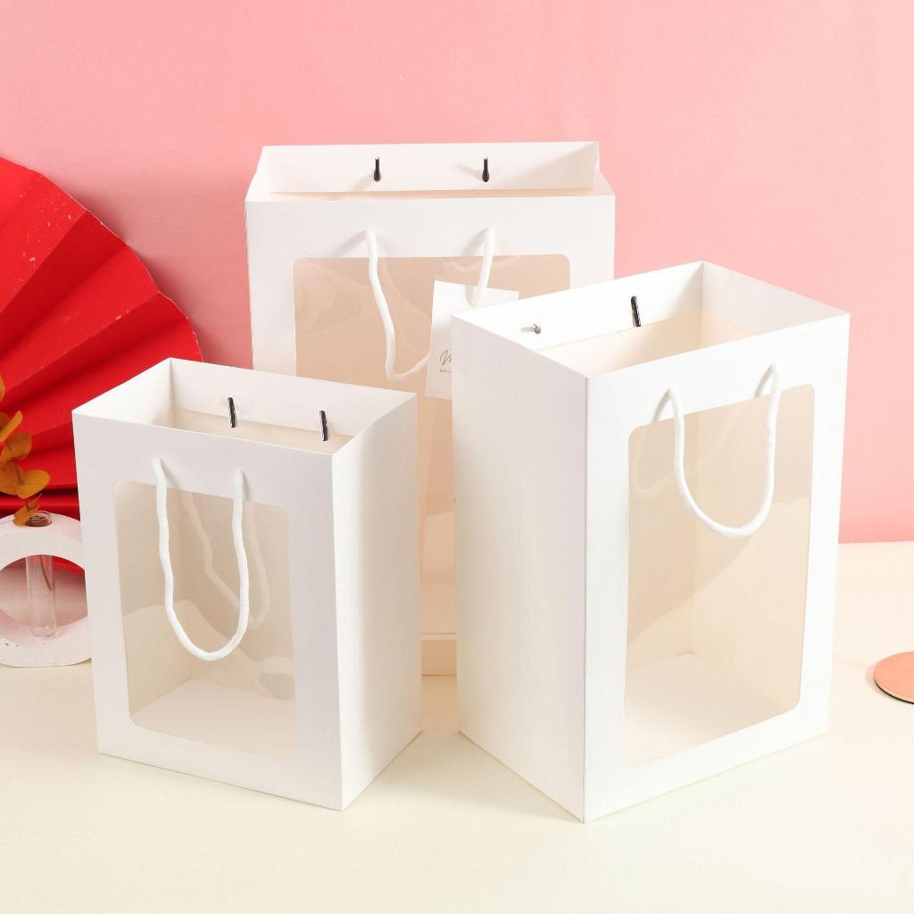 Túi giấy mặt kính đựng hoa quà tặng túi quà, phụ kiện hoa [Size 15x25x35]