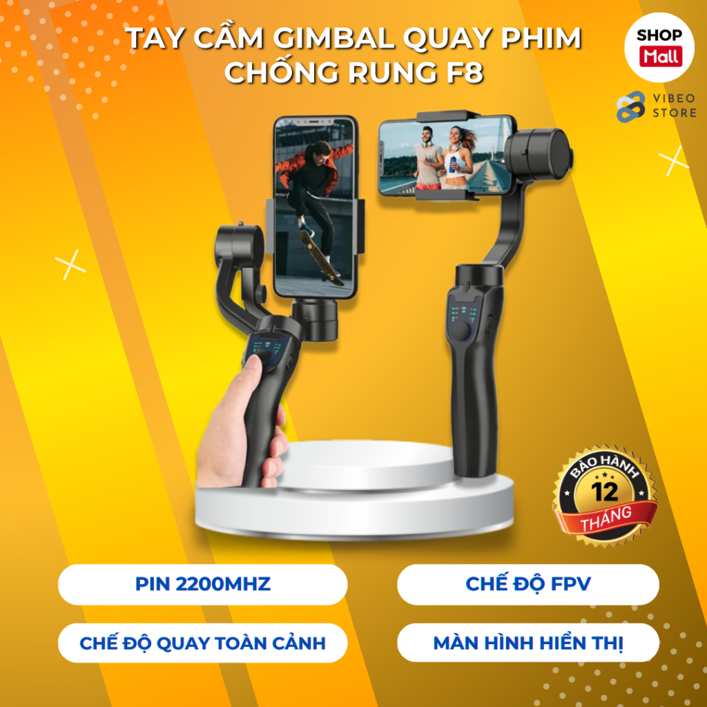 Tay cầm chống rung F8 vibeo, Gimbal chống rung 3 trục cân bằng điện ...