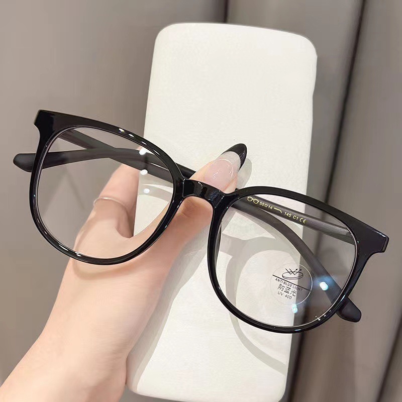 Gọng kính cận nữ nam tròn to tròng kính không độ chống tia UV và ánh sáng xanh đi học đi chơi 138