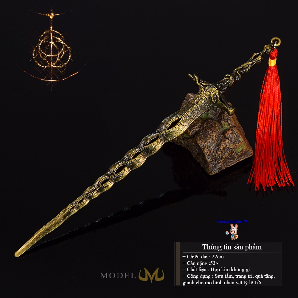 Móc khóa Elden Ring Sacred relic sword hợp kim 22cm kèm kệ trưng bày ...