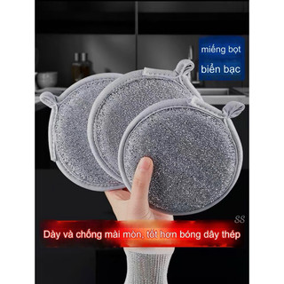 T&T0207 Set 3 miếng bọt biển kèm cọ rửa xoong nồi không rỉ,siêu bền vệ sinh sạch sẽ