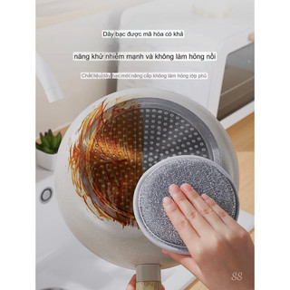 T&T0207 Set 3 miếng bọt biển kèm cọ rửa xoong nồi không rỉ,siêu bền vệ sinh sạch sẽ