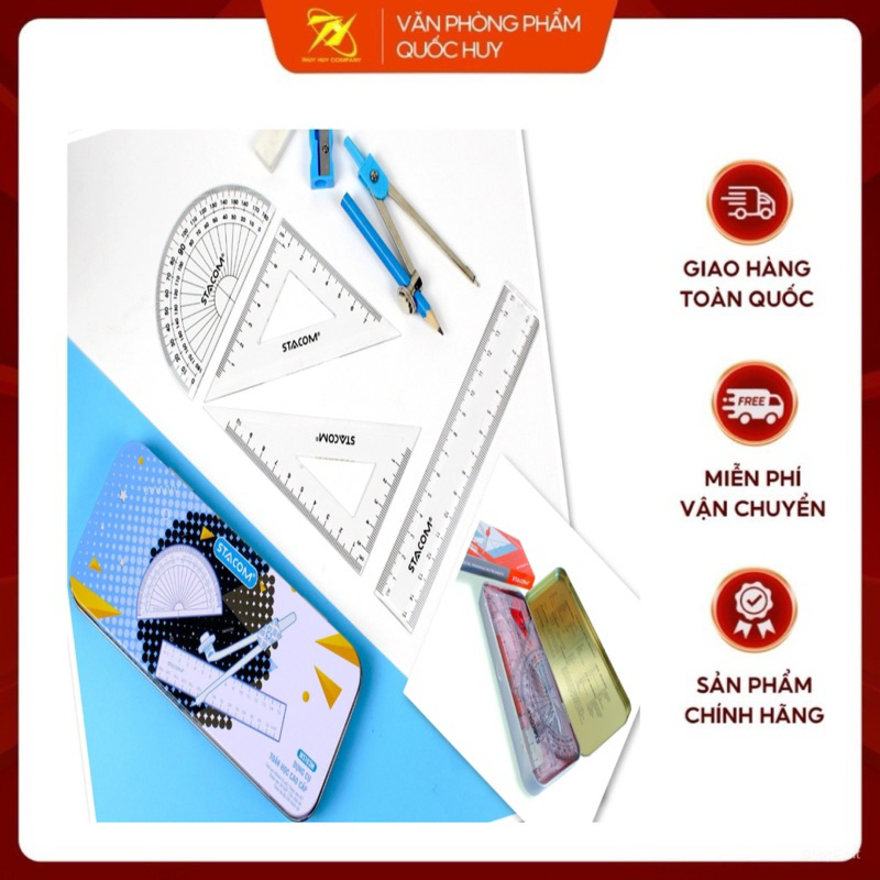 BỘ COMPAS EKE G30505 DELI HỘP SẮT, BỘ DỤNG CỤ HỌC SINH 7 MÓN - VPP QUỐC HUY