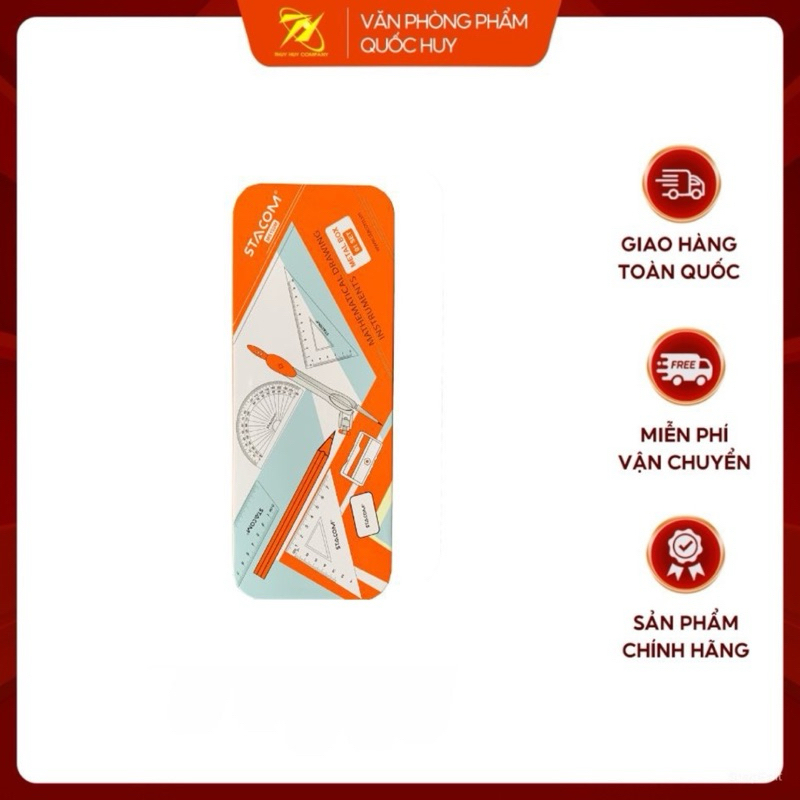 BỘ COMPAS EKE G30505 DELI HỘP SẮT, BỘ DỤNG CỤ HỌC SINH 7 MÓN - VPP QUỐC HUY
