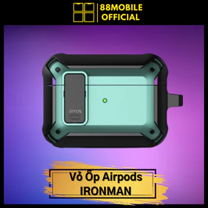 Vỏ ốp case IRONMAN nút khóa chống mở nắp dành cho tai nghe airpod pro 1 2 3 4 I 88Mobile