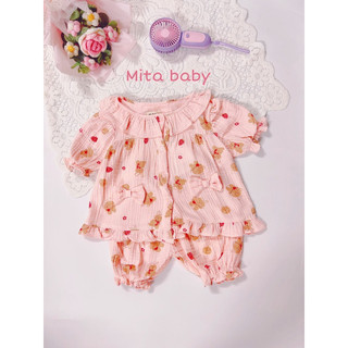 BỘ XÔ MUSLIN BÁNH BÈO DÁNG BABYDOLL CHO BÉ GÁI - BỘ CỘC TAY CHO BÉ - BỘ NGỦ XINH XẮN ĐIỆU ĐÀ
