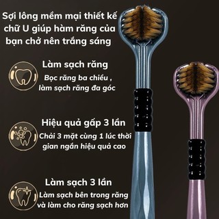 Bàn Chải Đánh Răng 3 Mặt Chữ U Hộp 4 Cây Siêu Mềm | Bàn Chải Lông Mềm Làm Sạch Sâu