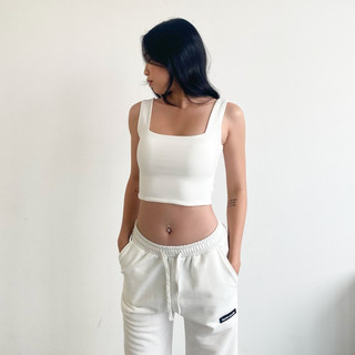 THEKIM Áo croptop 2 dây bản to , vải cotton 2 lớp , áo hai dây cổ vuông ôm body  A113