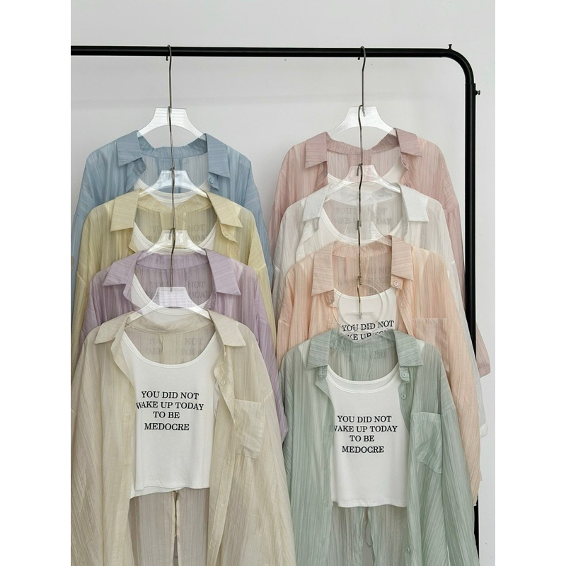 Set Áo Sơ Mi Thắt Nơ Sau Kèm Áo Bên Trong Đi Biển Đi Chơi - SANA CLOSET