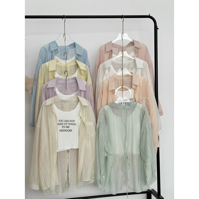 Set Áo Sơ Mi Thắt Nơ Sau Kèm Áo Bên Trong Đi Biển Đi Chơi - SANA CLOSET