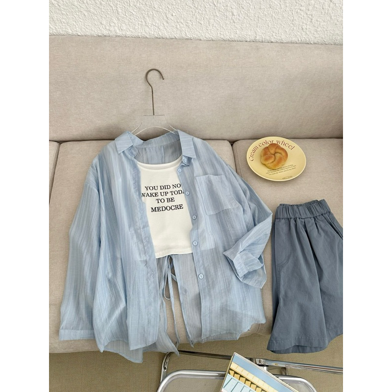 Set Áo Sơ Mi Thắt Nơ Sau Kèm Áo Bên Trong Đi Biển Đi Chơi - SANA CLOSET