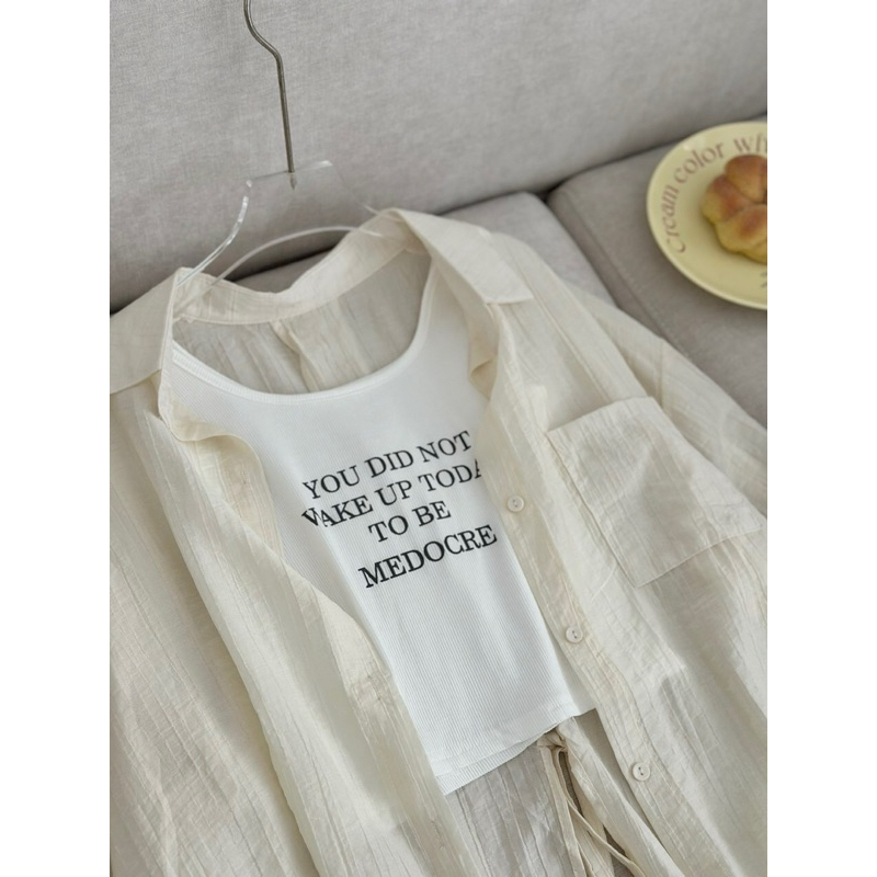 Set Áo Sơ Mi Thắt Nơ Sau Kèm Áo Bên Trong Đi Biển Đi Chơi - SANA CLOSET