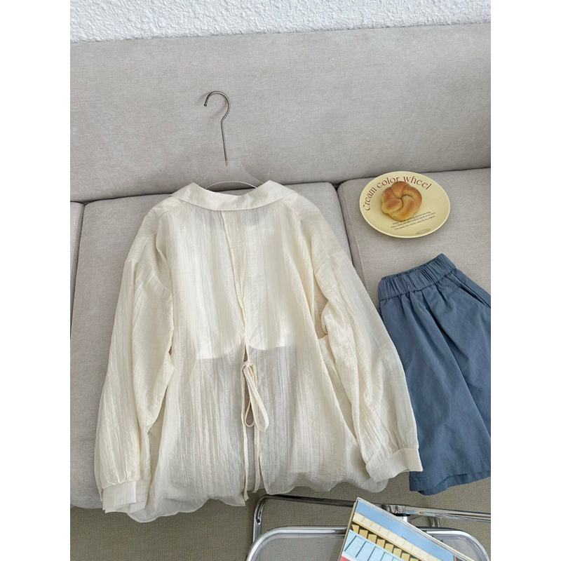Set Áo Sơ Mi Thắt Nơ Sau Kèm Áo Bên Trong Đi Biển Đi Chơi - SANA CLOSET
